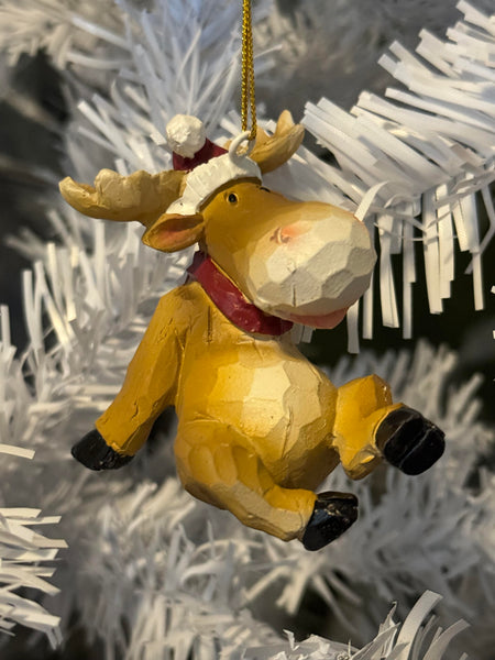 Sitting Moose with Scarf Ornament