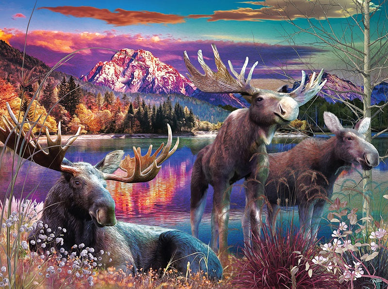 Sunset Pond Moose 1000 Piece Puzzle