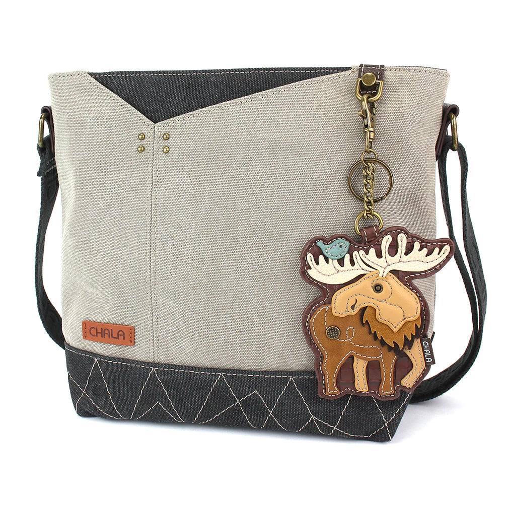 Gray Colored Prism Cross Body Moose Purse