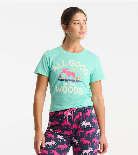 All Good Patterned Moose Women's Sleeping Shirt