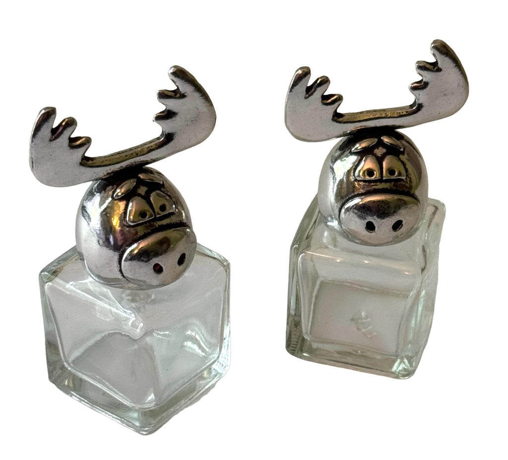 Short Moose Pewter Salt and Pepper Shakers