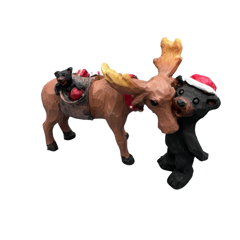 Moose and Bear Holiday Figurine