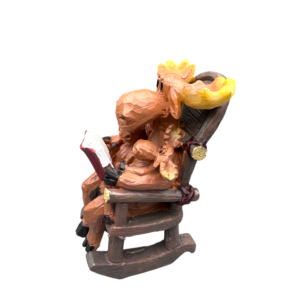Moose in Rocking Chair Figurine