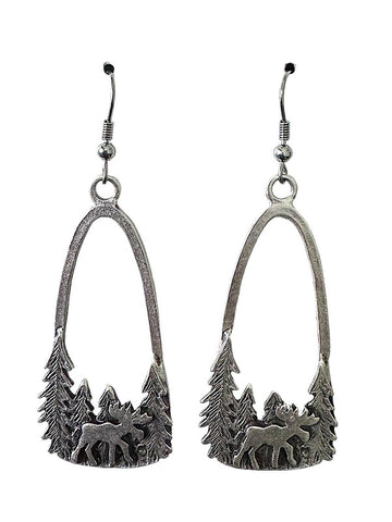 Silver Moose Earrings