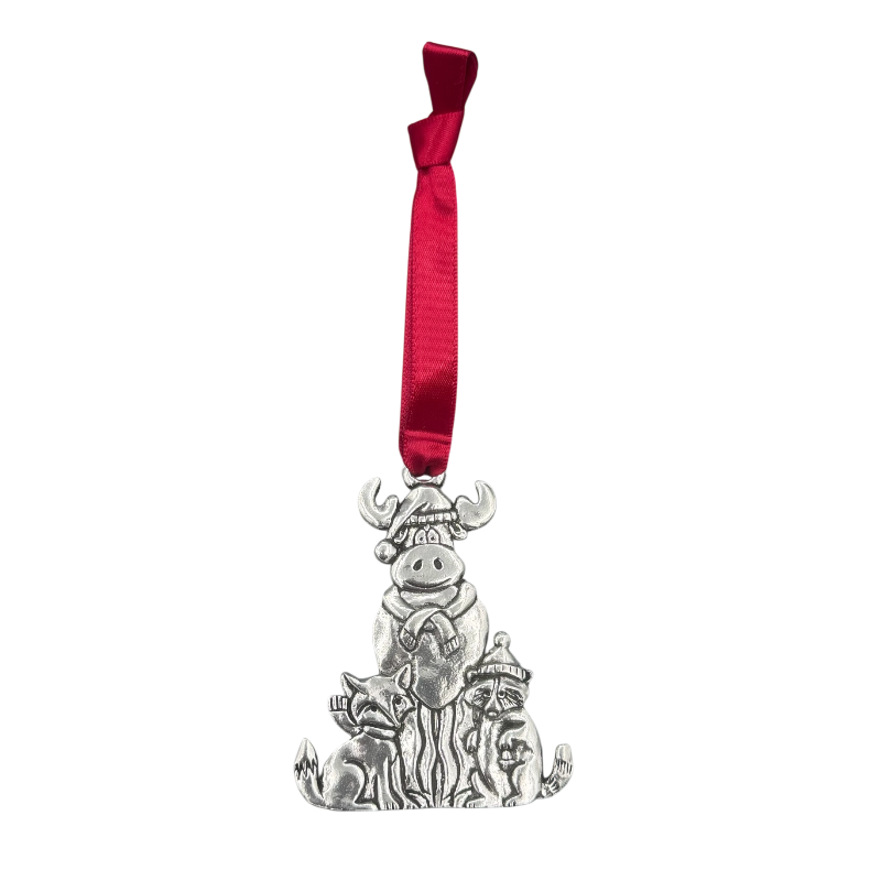 Silver Moose and Friends Ornament