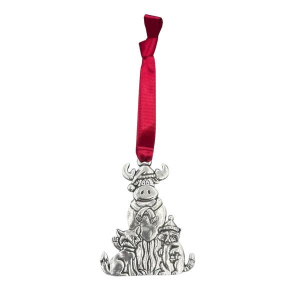 Silver Moose and Friends Ornament