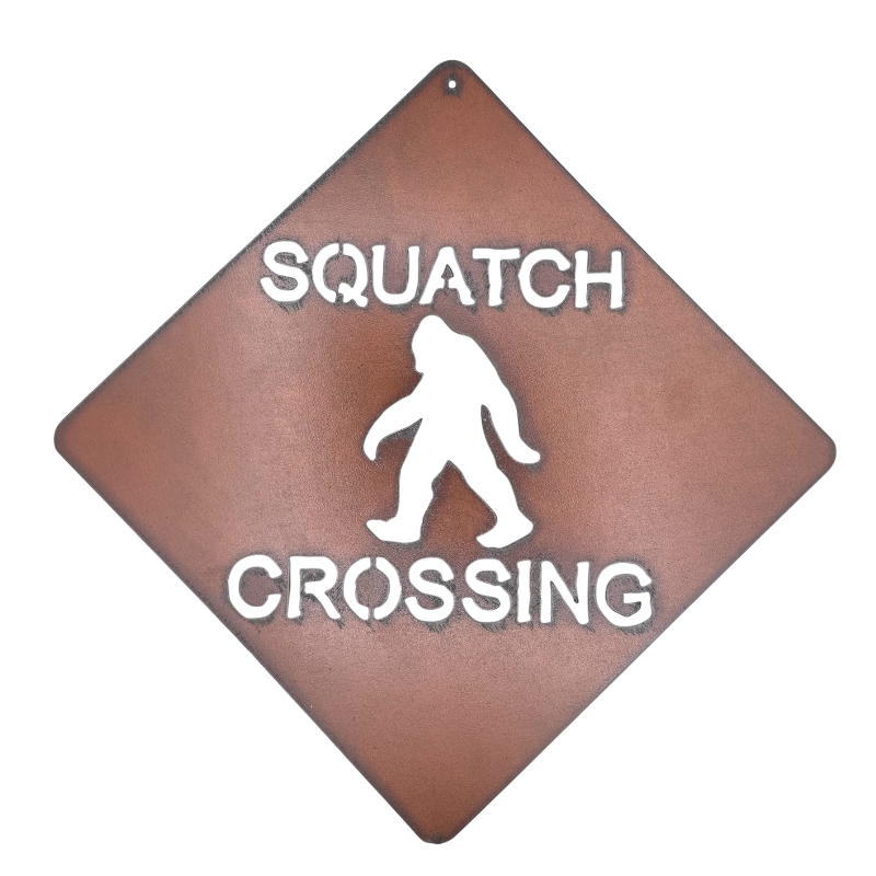 Sasquatch Crossing Metal Sign