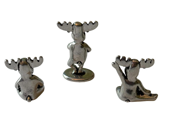 Pewter Moose Yoga Figurines