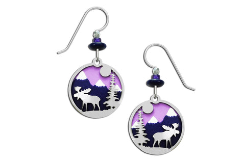 Moose in Nature Hand Painted Earrings