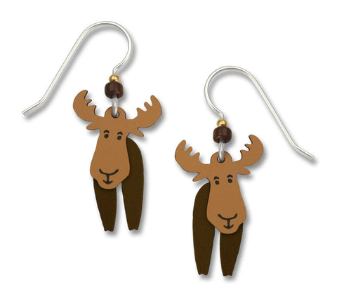 Two Part Moving Moose Hand Painted Earrings