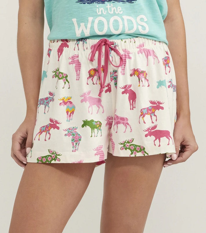 Patterned Moose Women's Sleep Boxer Shorts