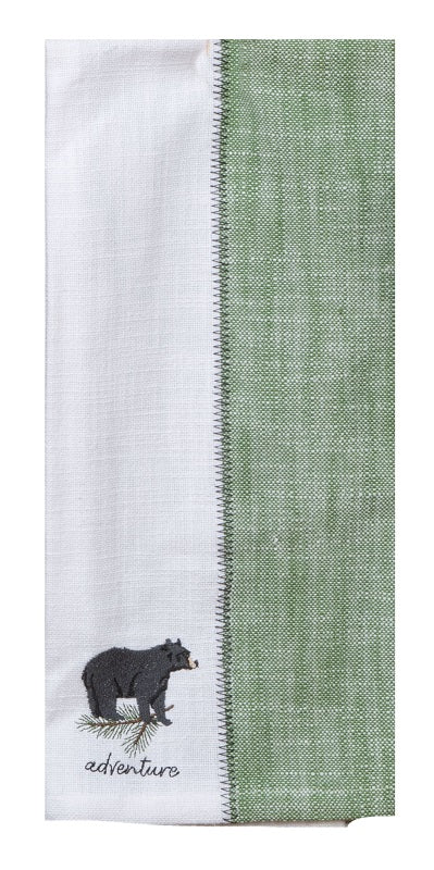 Pinecone Trails Bear Two Tone Tea Towel