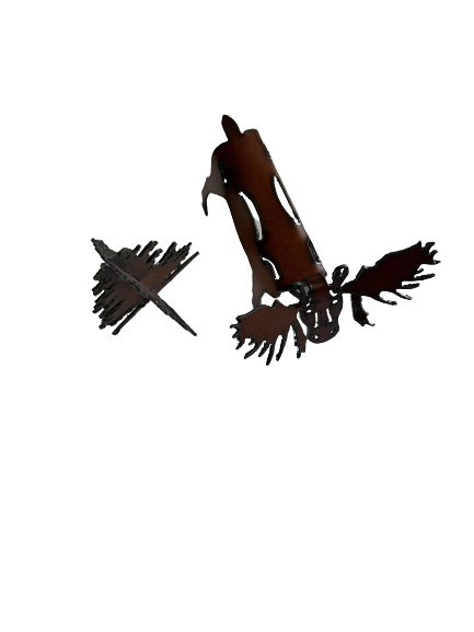 Metal Pine Tree and Moose Figurine