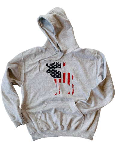 USA Flag Moose Hooded Sweatshirt