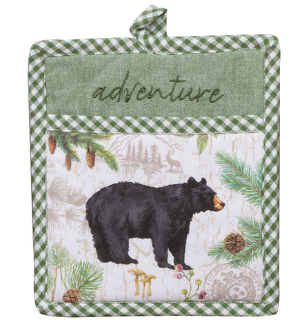 Bear Embroidered Pocket Mitt