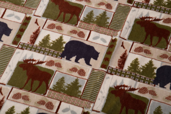Vintage Lodge Cozy Moose and Bear Throw Blanket