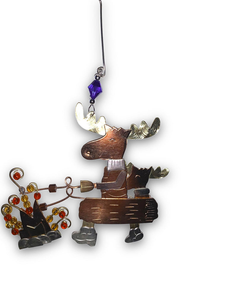 Moose Campfire Metal Ornament