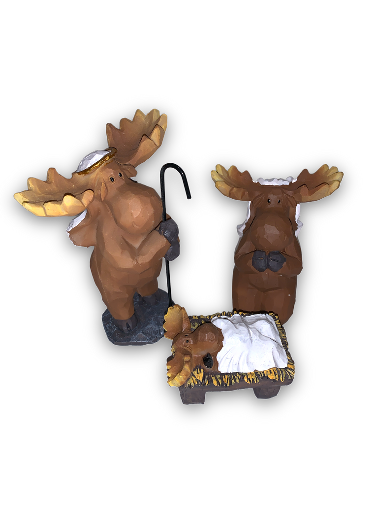 Moose Nativity 3 Piece Set