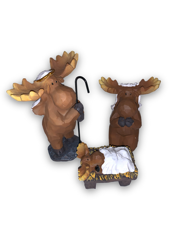 Moose Nativity 3 Piece Set