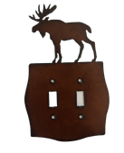 Bronzed Metal Double Moose Switch Plate