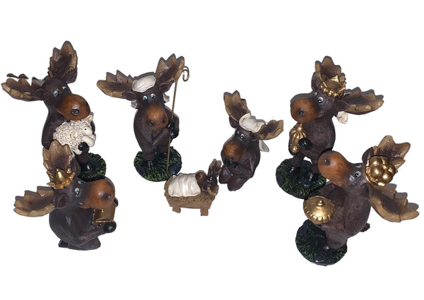Seven Piece Moose Nativity Figurine Set