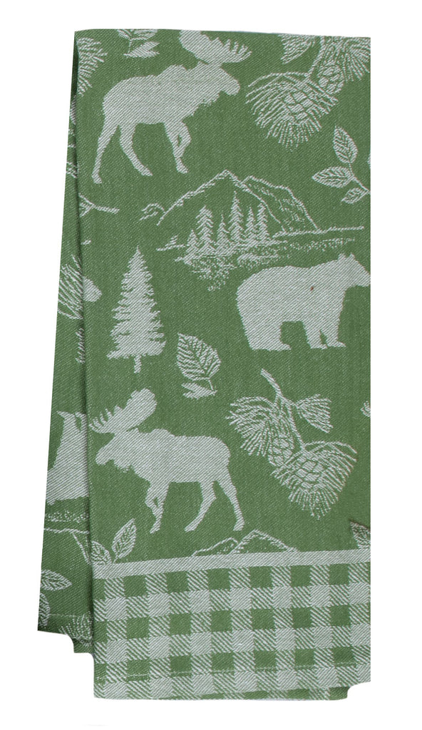 Pinecone Trails Moose and Bear Jacquard Tea Towel