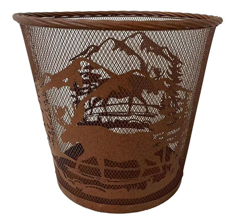 Metal Moose Country Waste Basket