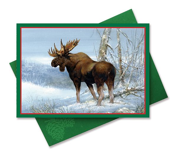 Winter Scene Moose Holiday Cards