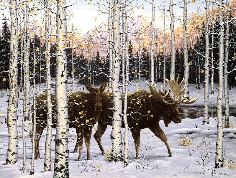 Forest Winter Twilight 500 Piece Moose Puzzle