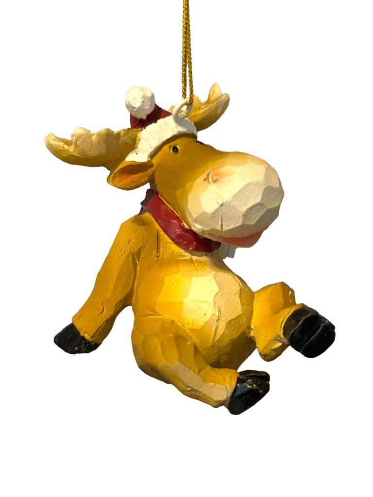 Sitting Moose with Scarf Ornament