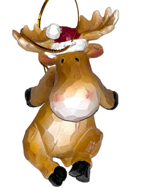Sitting Moose with Scarf Ornament