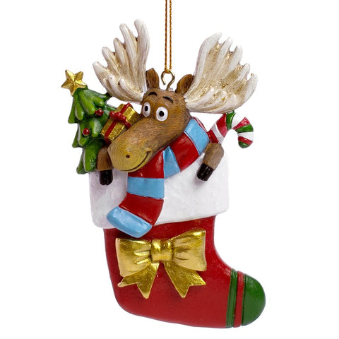 Moose in Stocking Ornament