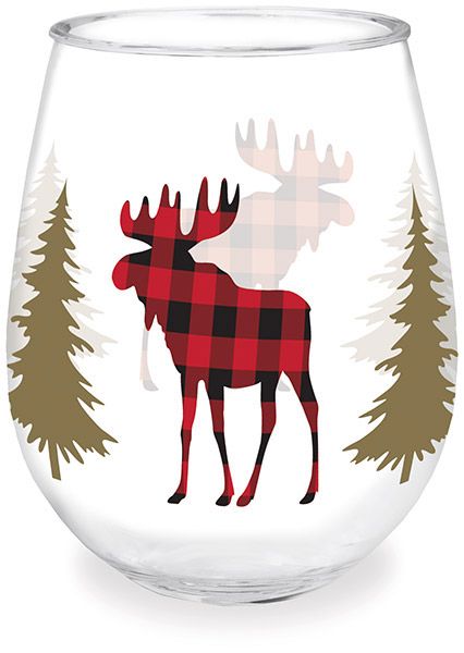 Acrylic Moose Plaid Wine Tumbler