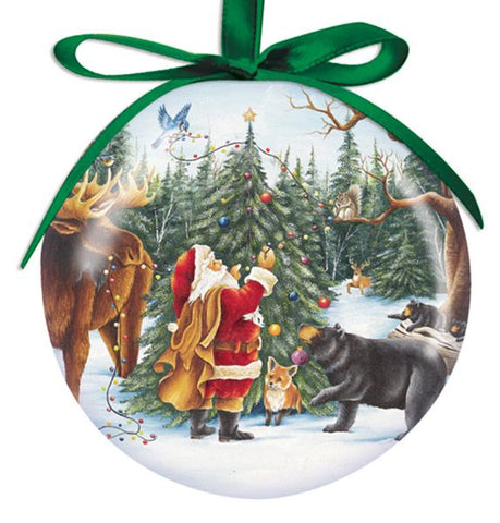 Santa with Animals Ball Ornament