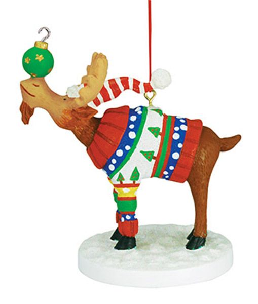 Moose Wearing a Sweater Ornament