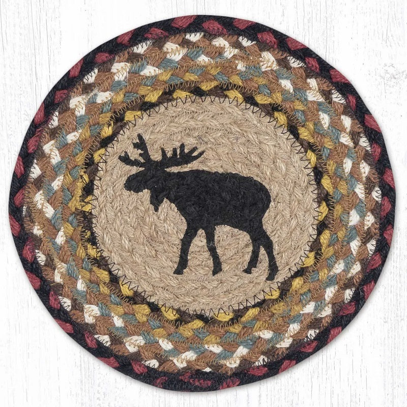 Black Moose and Pine Cone Jute Trivet