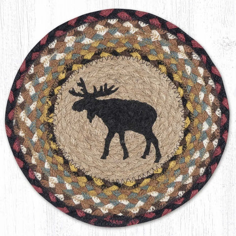 Black Moose and Pine Cone Jute Trivet