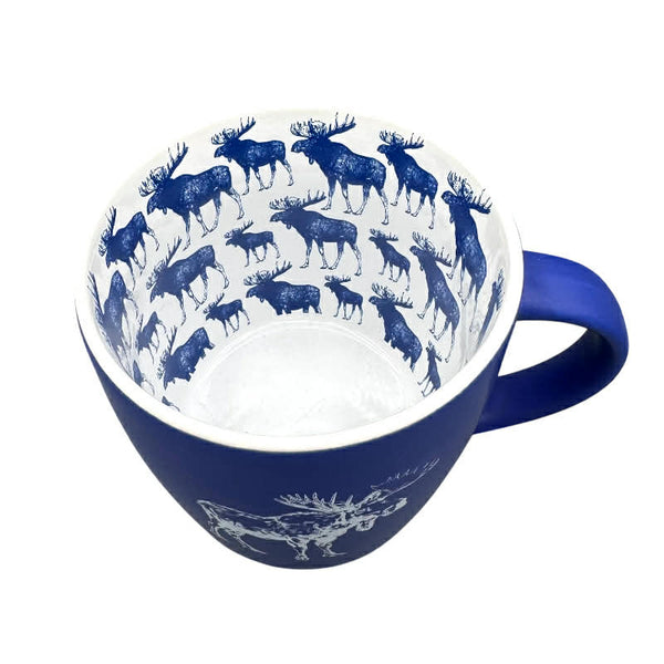 Bold Blue Repeating Moose Mug