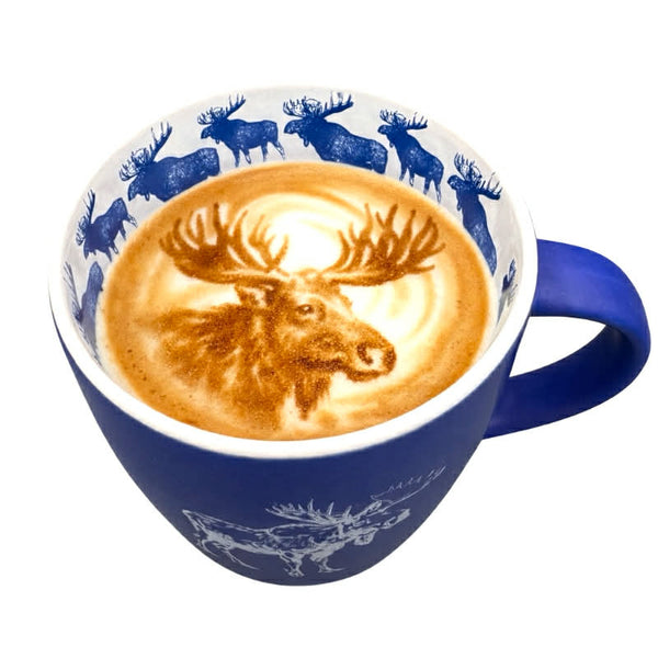 Bold Blue Repeating Moose Mug