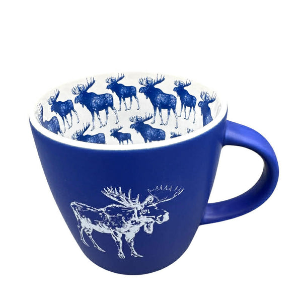 Bold Blue Repeating Moose Mug