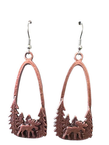 Copper Moose Earrings