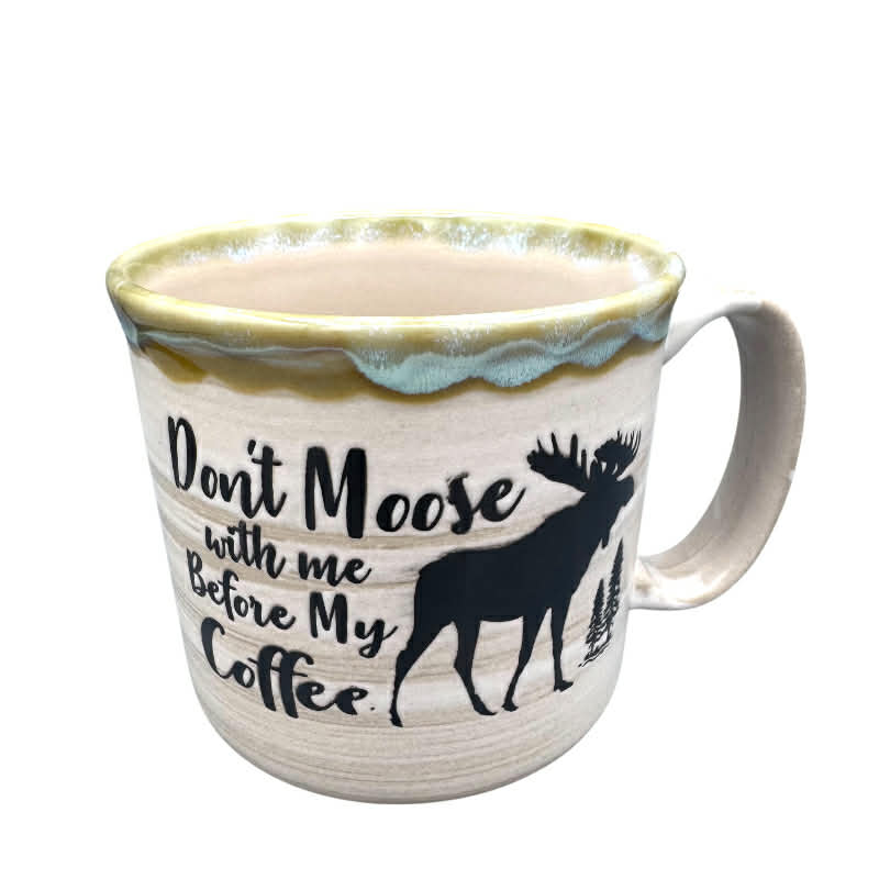 Don't Moose with Me Before Coffee Teal Top Ceramic Mug