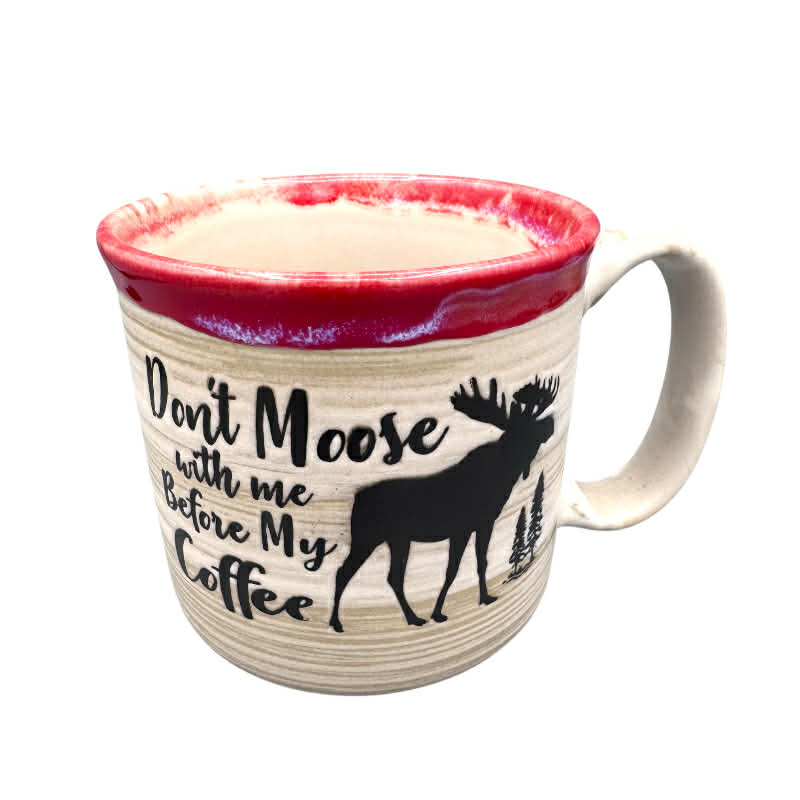 Don't Moose with Me Before Coffee Red Top Ceramic Mug