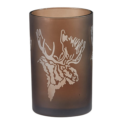 Glass Moose Pillar Candle Holder
