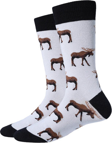 Gray Background Moose Socks