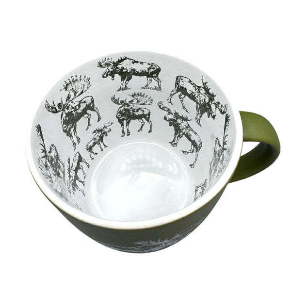Bold Green Repeating Moose Mug