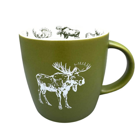 Bold Green Repeating Moose Mug