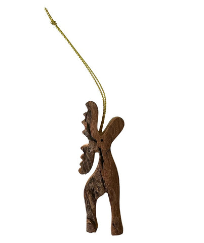 Moose Stretching Wooden Ornament