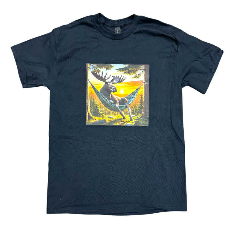 Lazy Moose in Hammock Black T-shirt