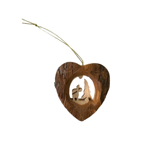Moose Heart with Tree Wooden Ornament